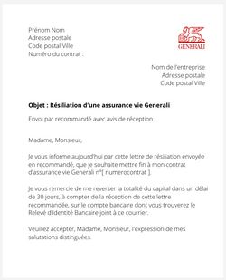 La résiliation d'une assurance vie Generali