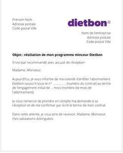 Lettre pour résilier Dietbon