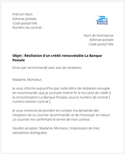 La résiliation d'un crédit renouvelable La Banque Postale