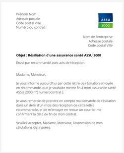 La résiliation d'une assurance santé ASSU 2000