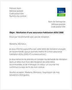 La résiliation d'un contrat logement ASSU 2000