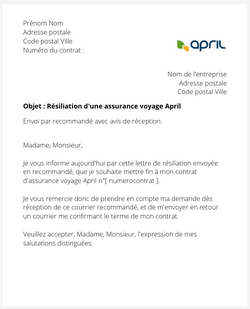 La résiliation d'une assurance voyage April