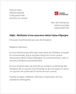 La résiliation d'un contrat décès Caisse d'Épargne