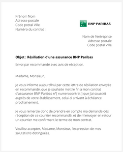 La résiliation d'un contrat BNP Paribas