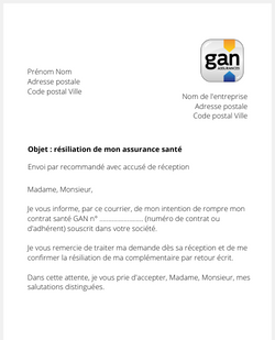 La résiliation d'une assurance santé GAN