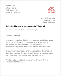 La résiliation d'une GAV Generali