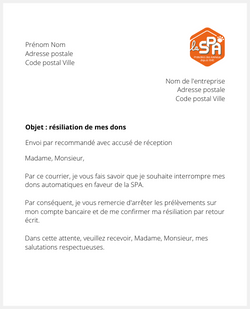 Lettre pour résilier la SPA