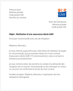 La résiliation d'un contrat décès GMF